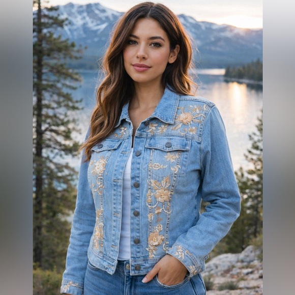 Rafaella Jackets & Blazers - NEW Jean Jacket with Embroidered accents